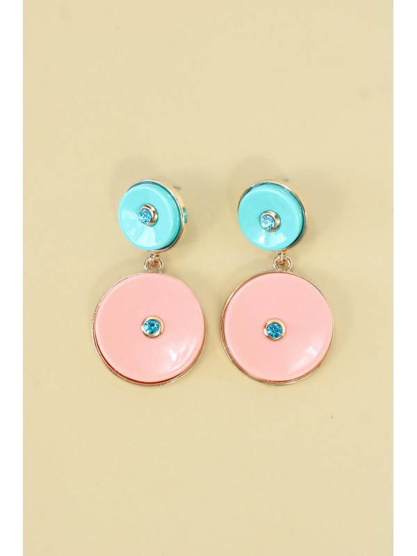 Brinco Verônica Azul Turquesa/Rosa