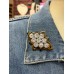 Broche Flor Animal Print Prata