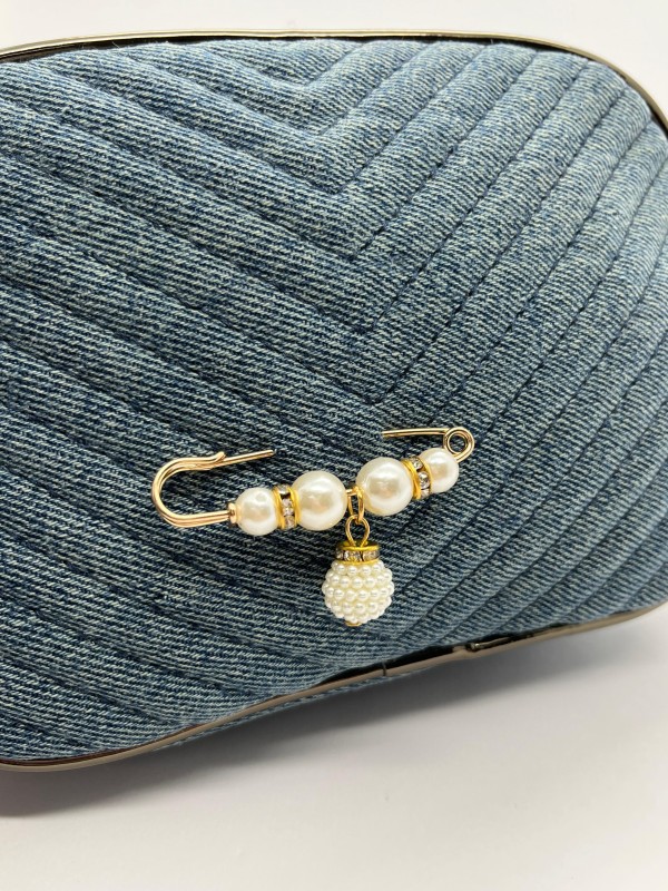 Broche Alfinete com Pérolas Dourado